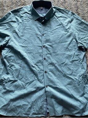 Ted Baker Teal Green Micro-Check Button-Down Shirt